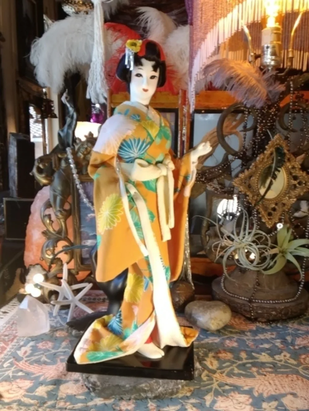 Vintage Bohemian Spirited Magical Geisha Doll Figurine Home Accent Stand
